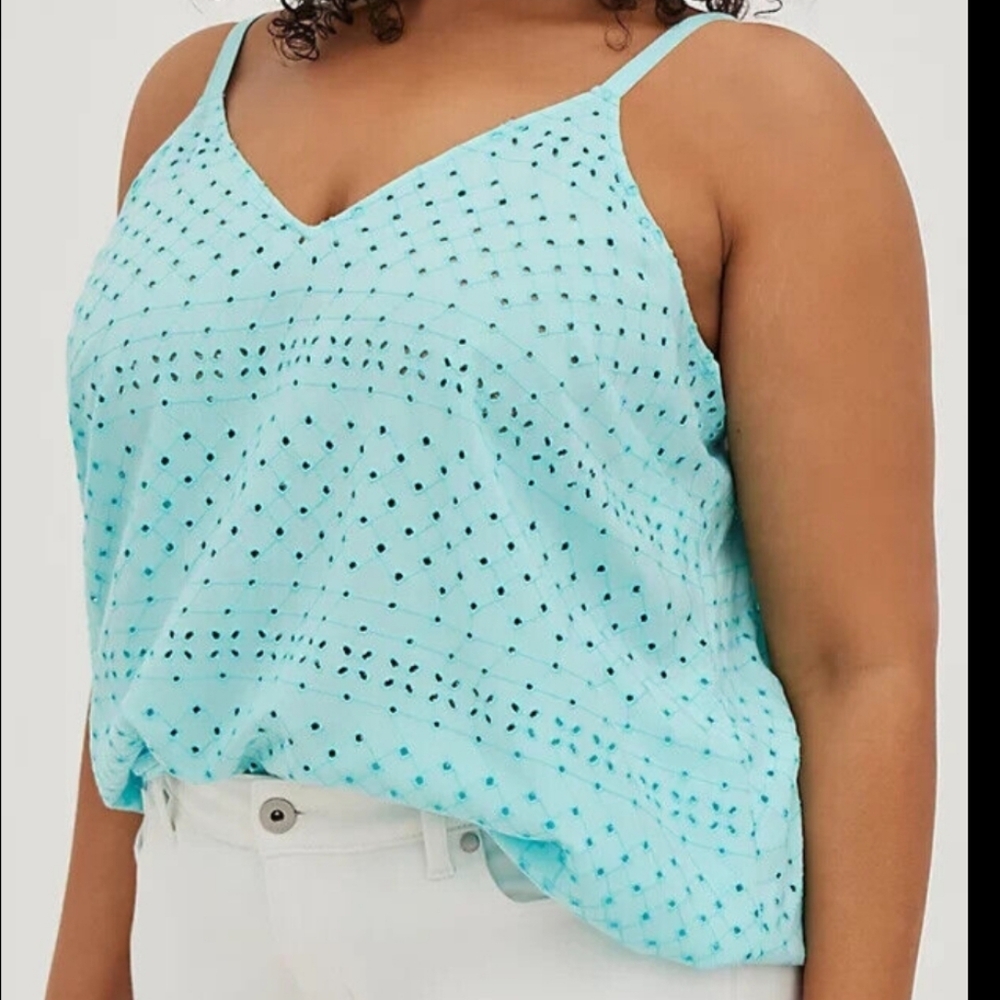 Torrid Light Blue Eyelet Tank Top